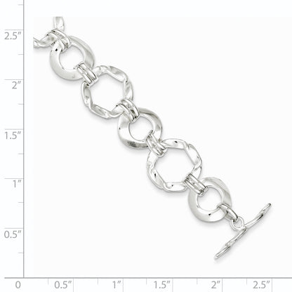 7.5 Inch Sterling Silver Fancy Circle Link Bracelet