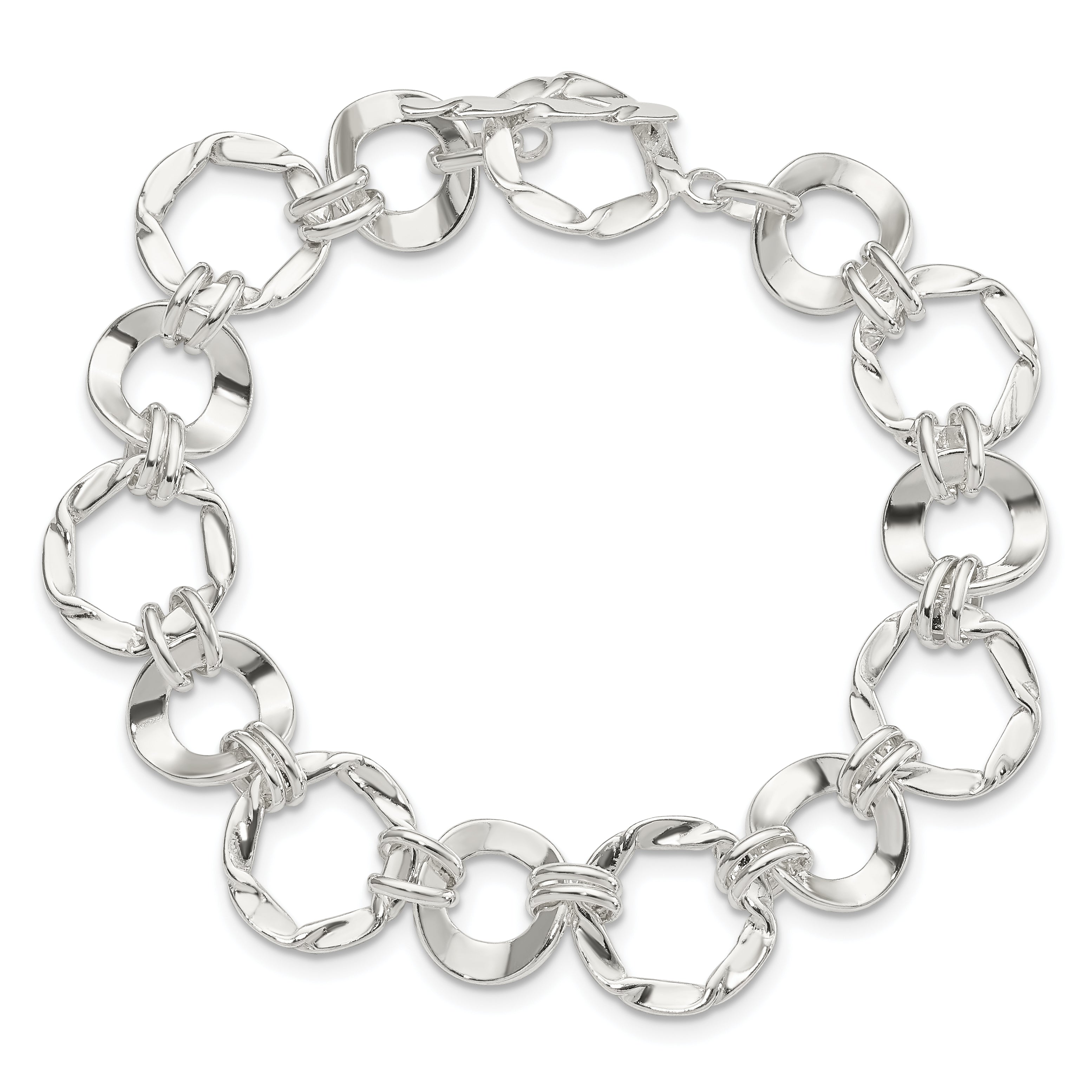 7.5 Inch Sterling Silver Fancy Circle Link Bracelet