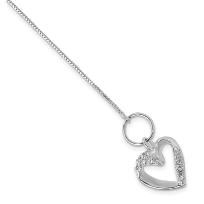 7.5 Inch Sterling Silver Polished Cz Heart Toggle Bracelet