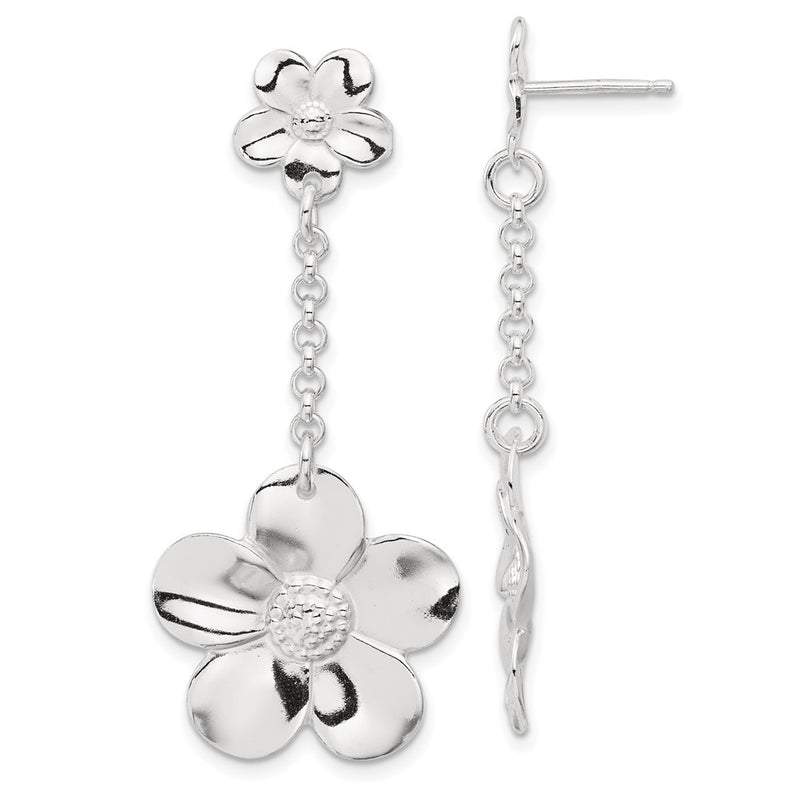 Sterling Silver Floral Necklace And Earring Set