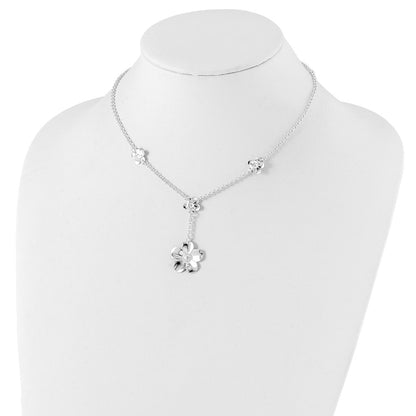 Sterling Silver Floral Necklace And Earring Set