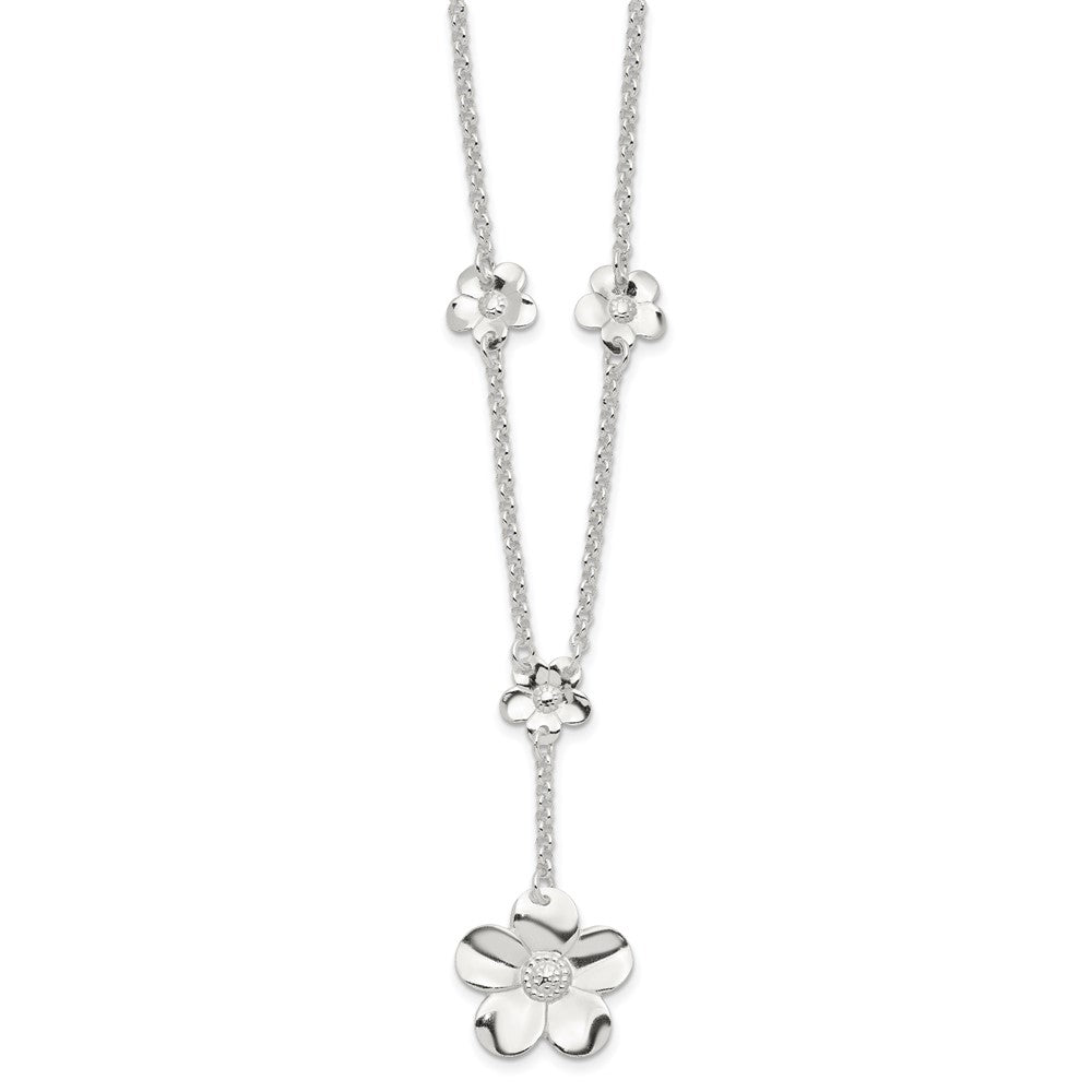 Sterling Silver Floral Necklace And Earring Set
