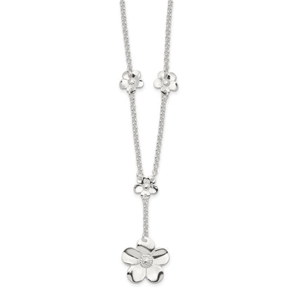 Sterling Silver Floral Necklace And Earring Set