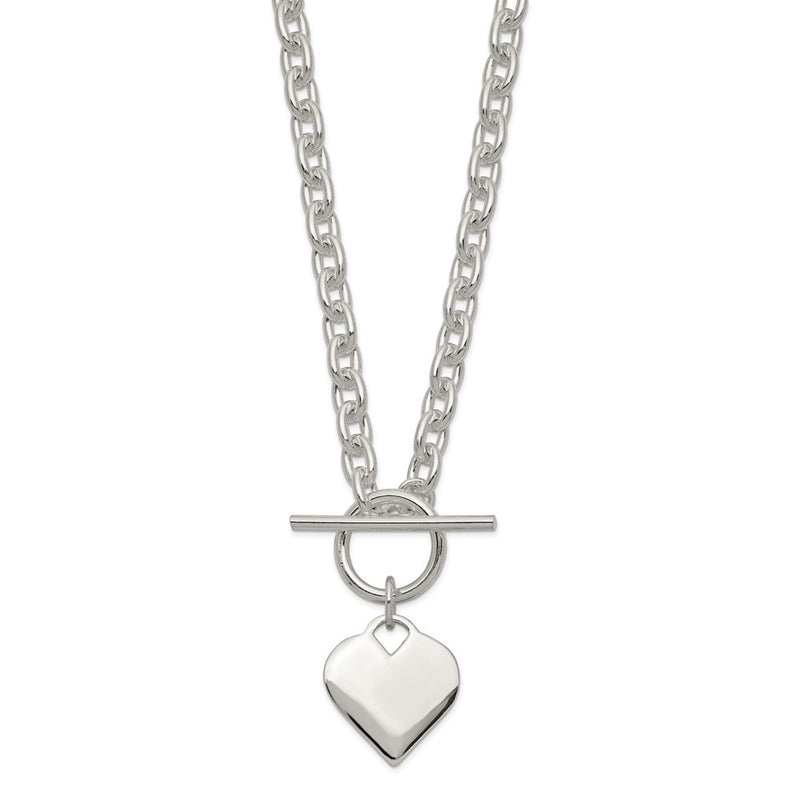 Sterling Silver Engraveable Heart Toggle Necklace