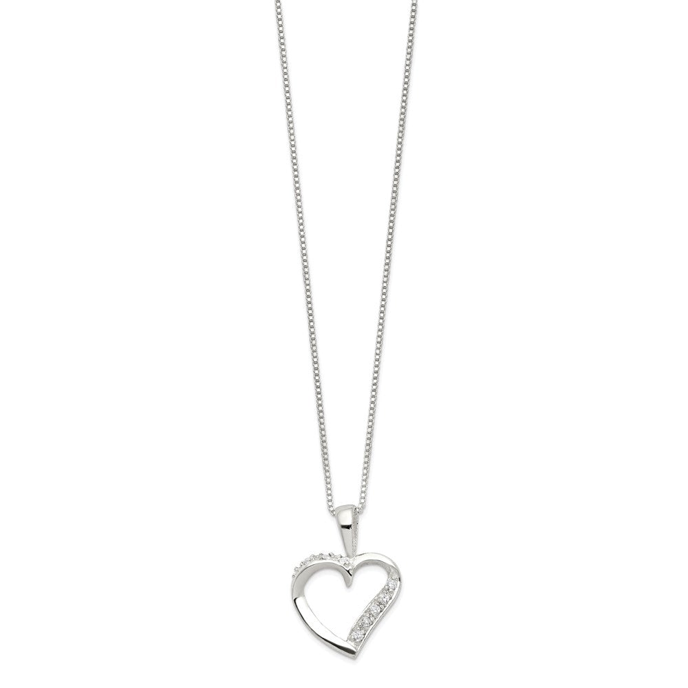 Sterling Silver Cz Heart Necklace