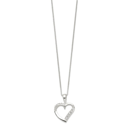 Sterling Silver Cz Heart Necklace