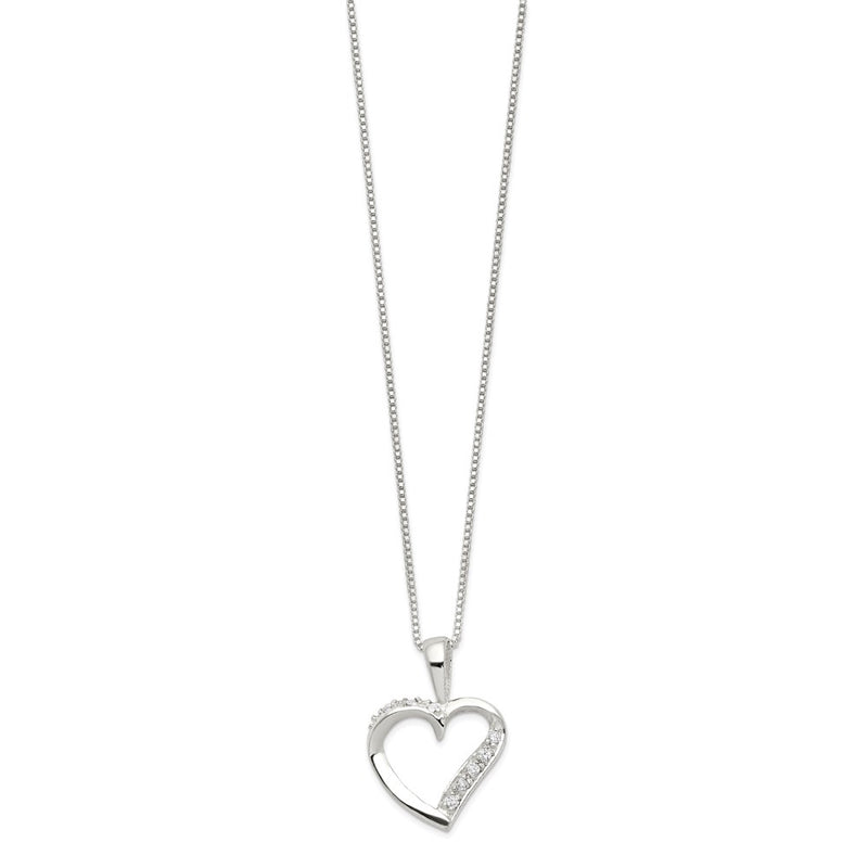 Sterling Silver Cz Heart Necklace