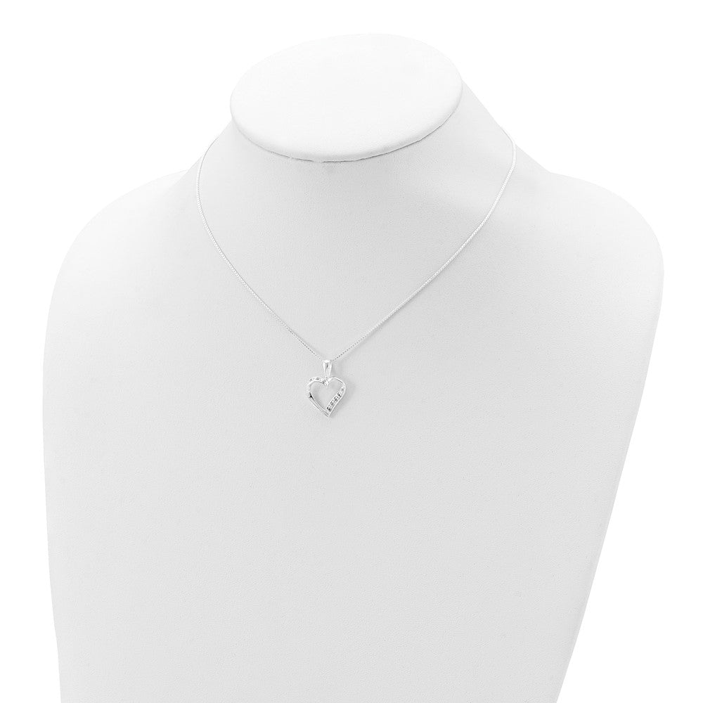Sterling Silver Cz Heart Necklace