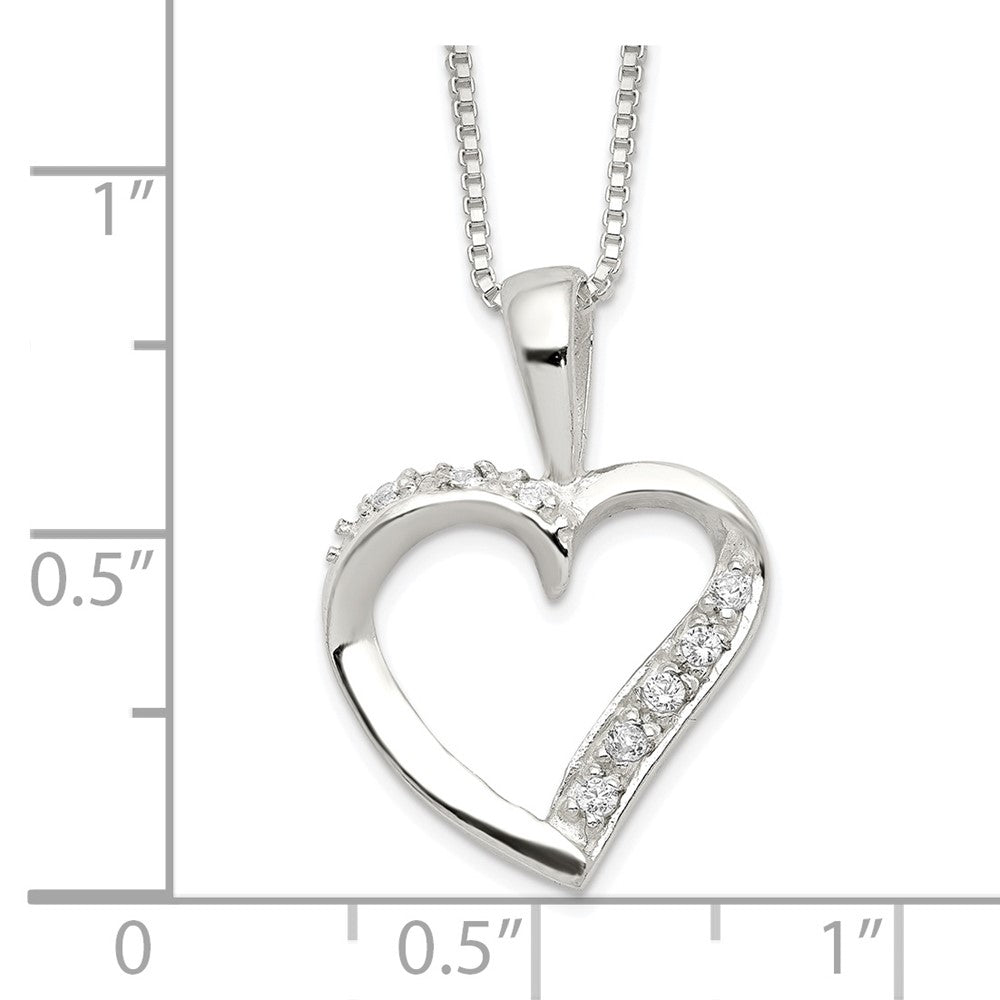 Sterling Silver Cz Heart Necklace