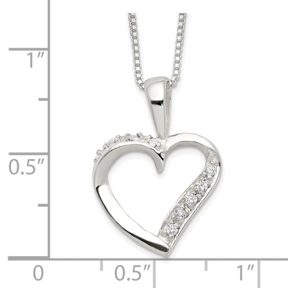 Sterling Silver Cz Heart Necklace