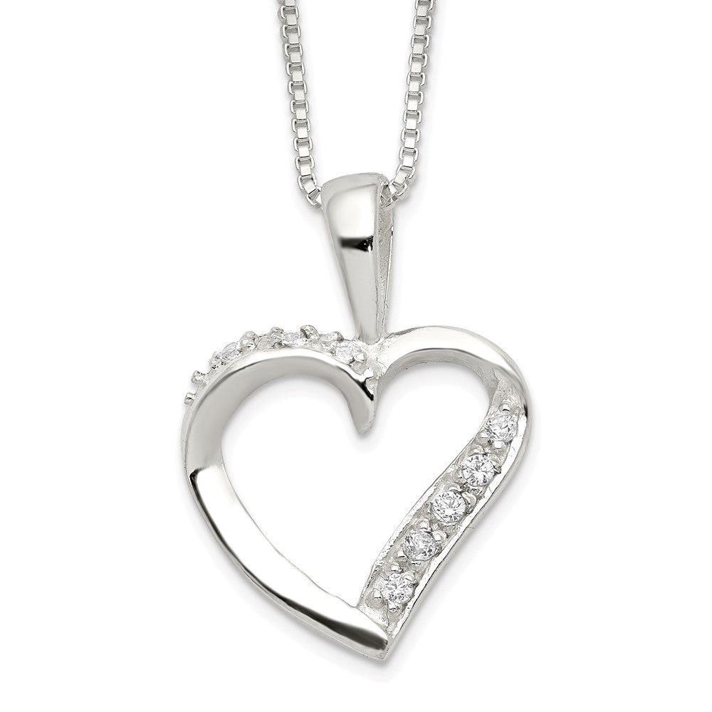 Sterling Silver Cz Heart Necklace