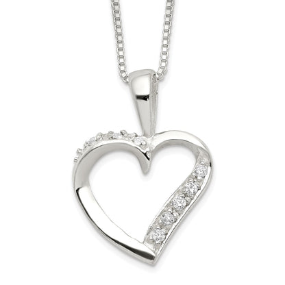 Sterling Silver Cz Heart Necklace