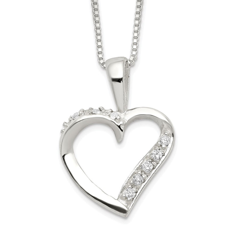 Sterling Silver Cz Heart Necklace