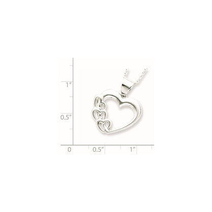 Sterling Silver Rhodium-Plated Heart Necklace