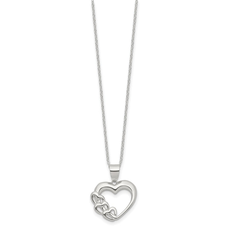 Sterling Silver Rhodium-Plated Heart Necklace