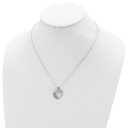 Sterling Silver Rhodium-Plated Heart Necklace