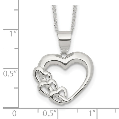 Sterling Silver Rhodium-Plated Heart Necklace