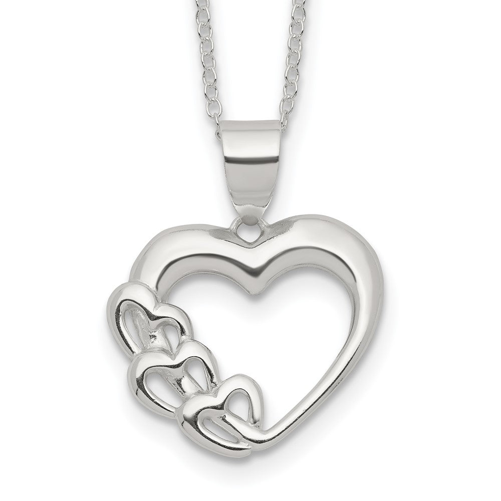 Sterling Silver Rhodium-Plated Heart Necklace