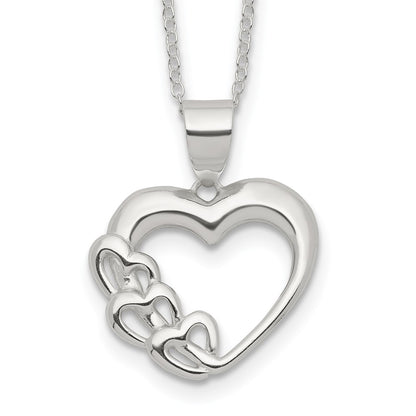 Sterling Silver Rhodium-Plated Heart Necklace