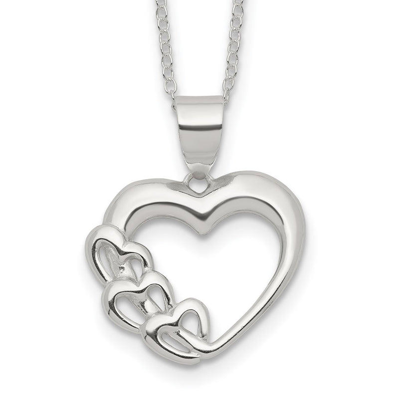 Sterling Silver Rhodium-Plated Heart Necklace