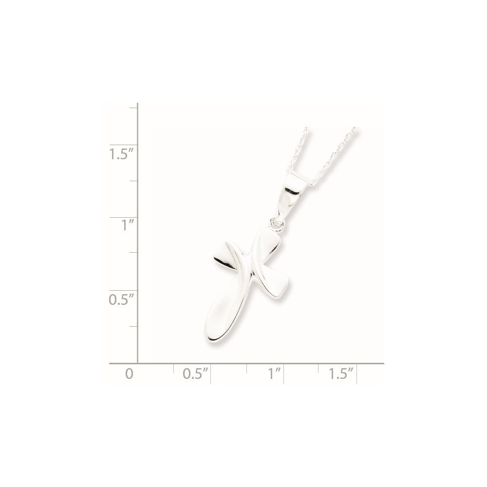 Sterling Silver Rhodium-Plated Cross Necklace