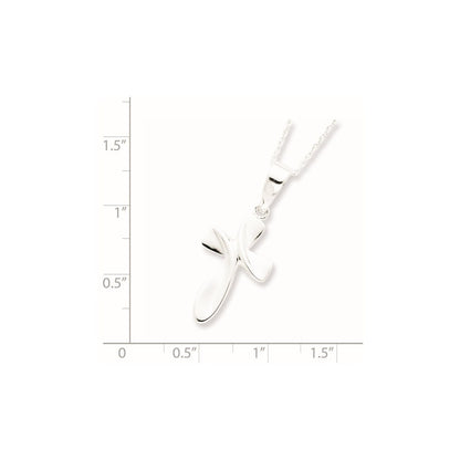 Sterling Silver Rhodium-Plated Cross Necklace