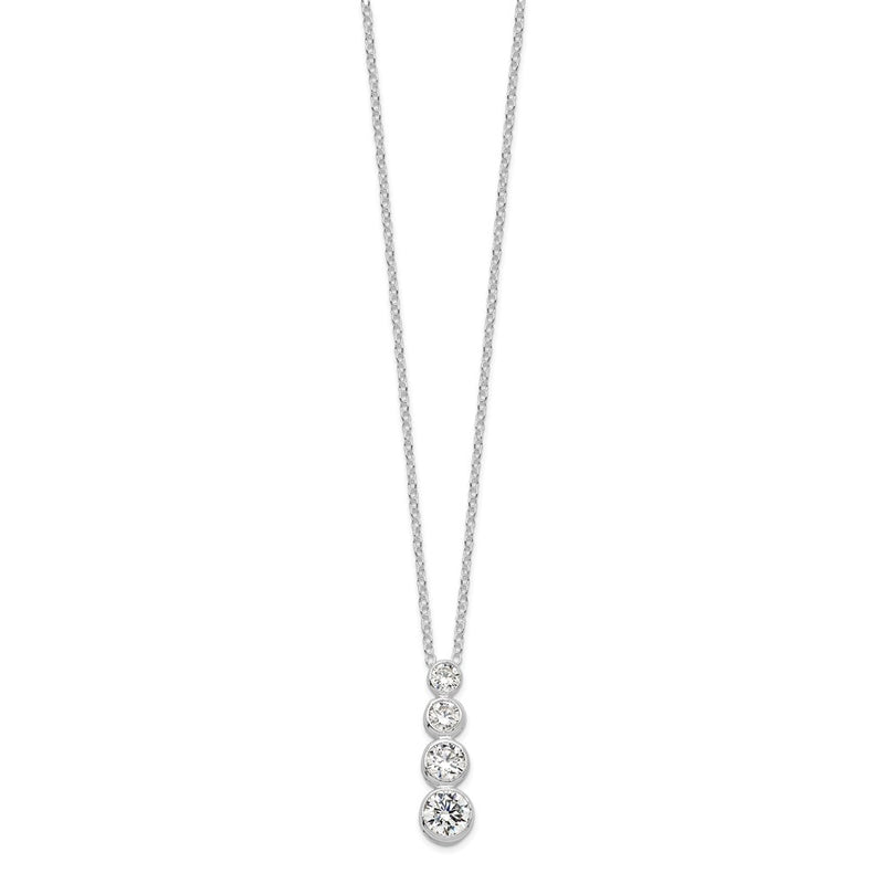 Sterling Silver Rhodium-Plated Cz Journey Necklace