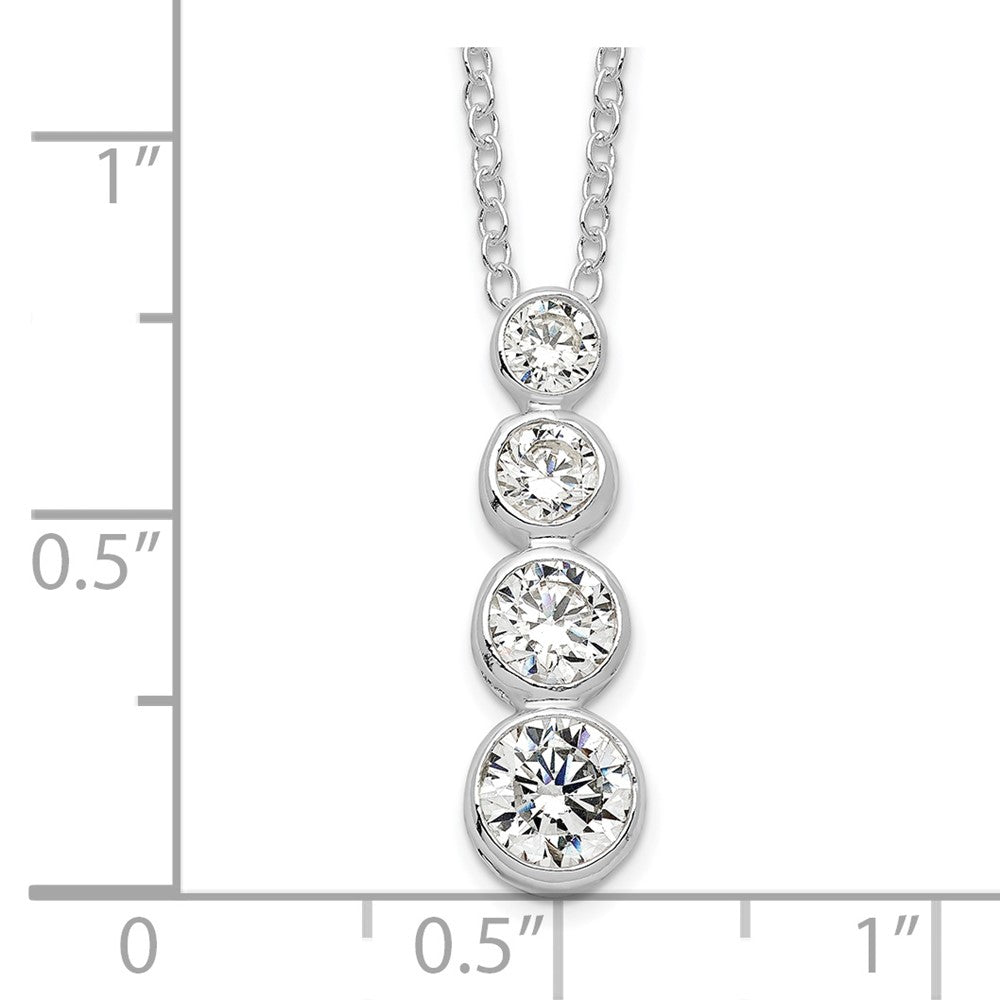 Sterling Silver Rhodium-Plated Cz Journey Necklace