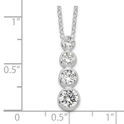 Sterling Silver Rhodium-Plated Cz Journey Necklace