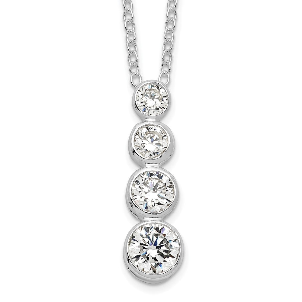 Sterling Silver Rhodium-Plated Cz Journey Necklace