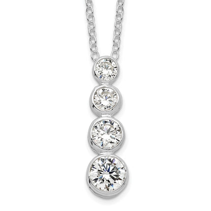 Sterling Silver Rhodium-Plated Cz Journey Necklace