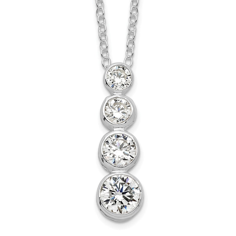Sterling Silver Rhodium-Plated Cz Journey Necklace