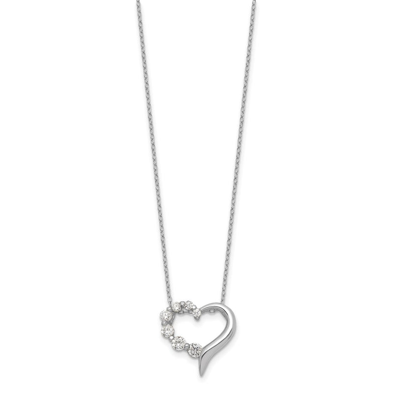 Sterling Silver Cz Heart Journey Necklace