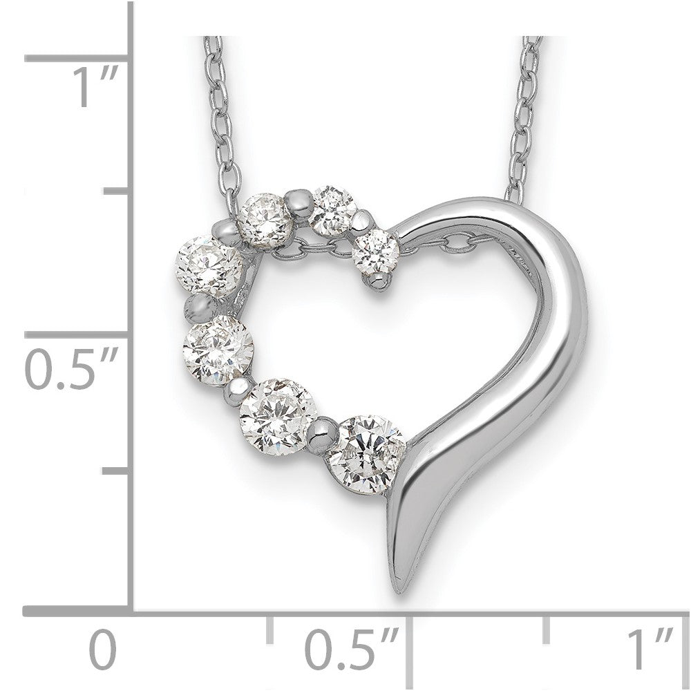 Sterling Silver Cz Heart Journey Necklace