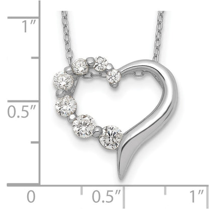 Sterling Silver Cz Heart Journey Necklace