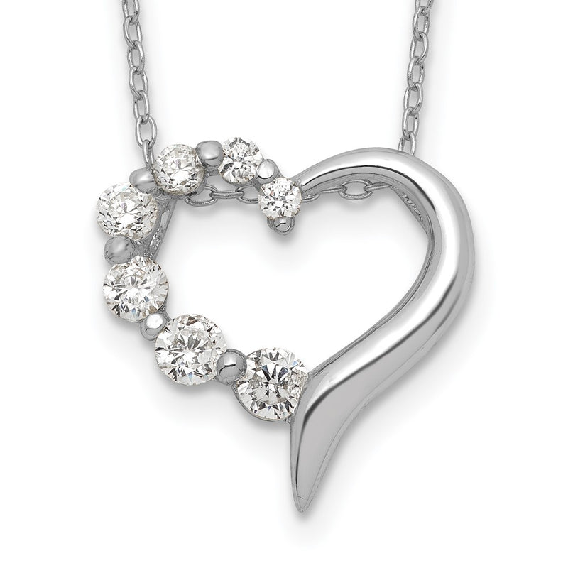 Sterling Silver Cz Heart Journey Necklace