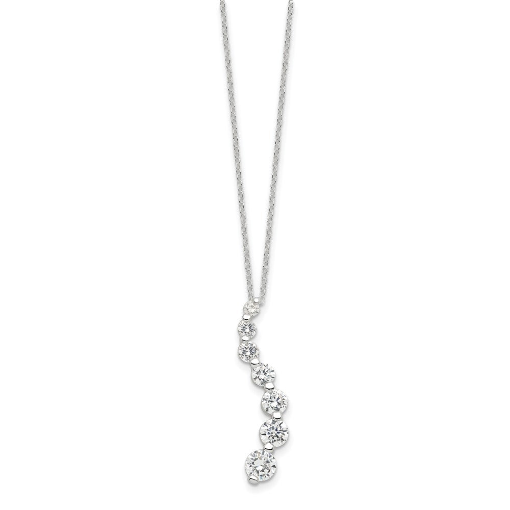Sterling Silver Rhodium-Plated Cz Journey Necklace