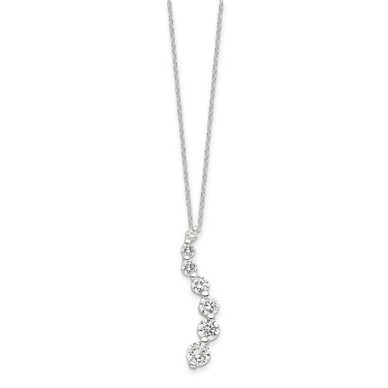 Sterling Silver Rhodium-Plated Cz Journey Necklace