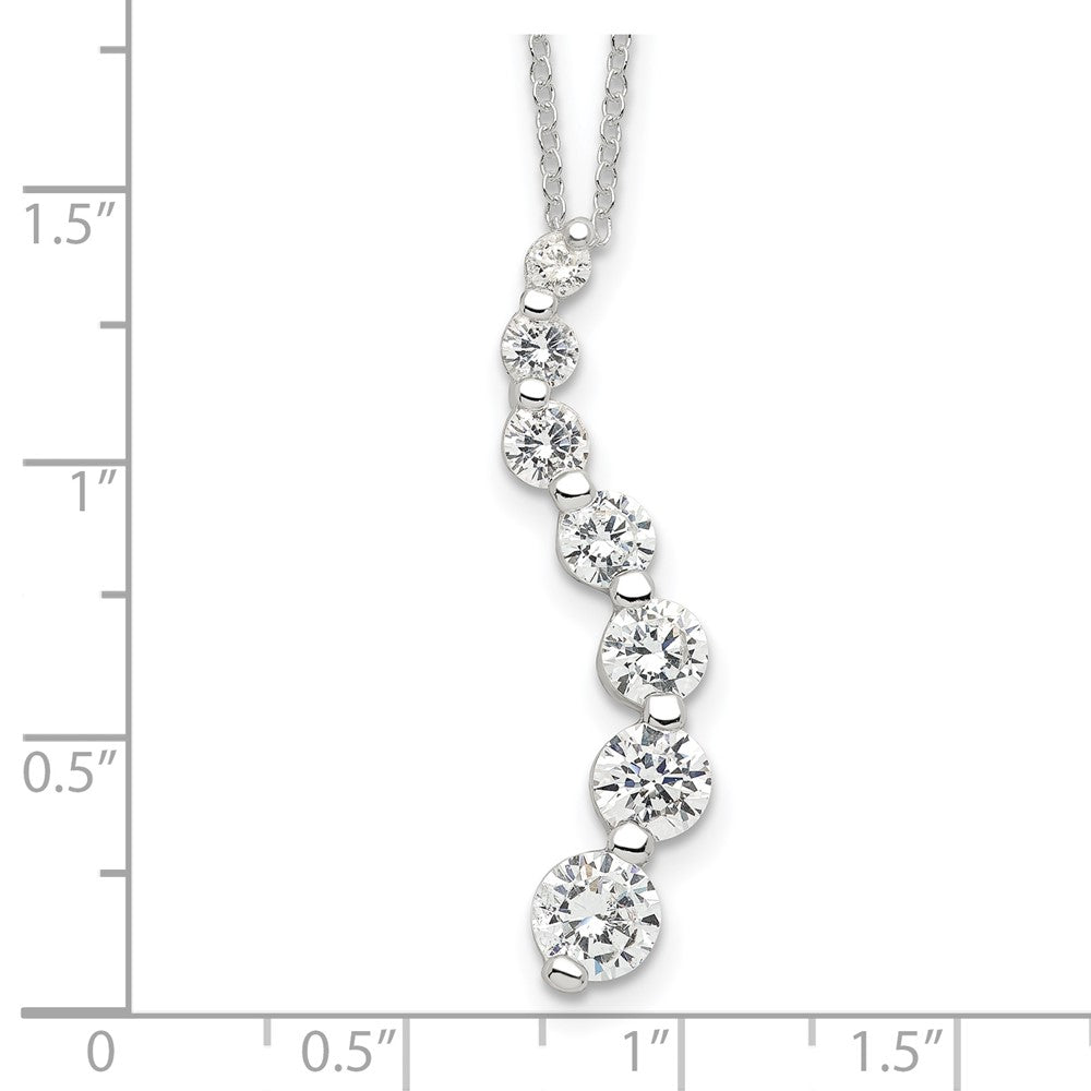 Sterling Silver Rhodium-Plated Cz Journey Necklace