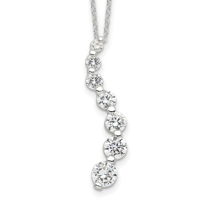 Sterling Silver Rhodium-Plated Cz Journey Necklace