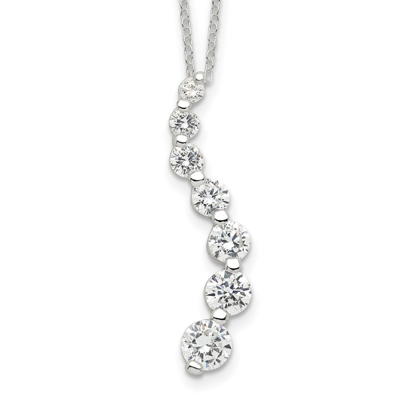 Sterling Silver Rhodium-Plated Cz Journey Necklace