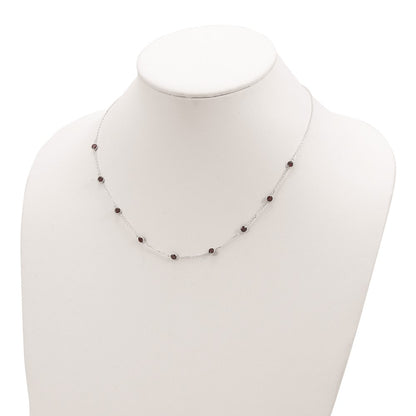 Sterling Silver 9-Station Red Cz Necklace