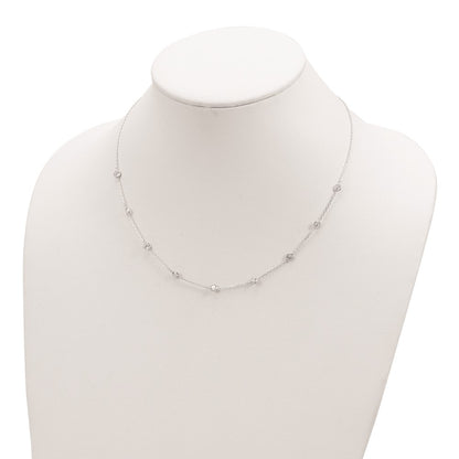 Sterling Silver Clear 4mm 9-Station Cz W/2In Ext. Necklace