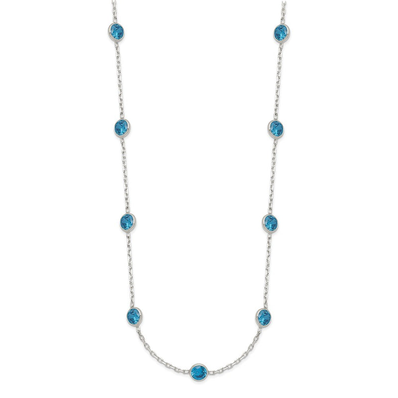 Sterling Silver 9-Station Blue Cz Necklace