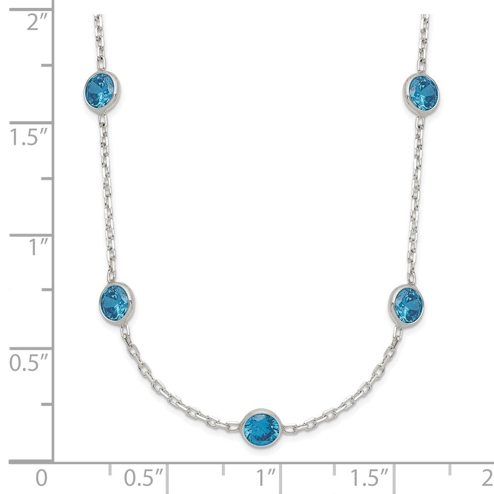 Sterling Silver 9-Station Blue Cz Necklace