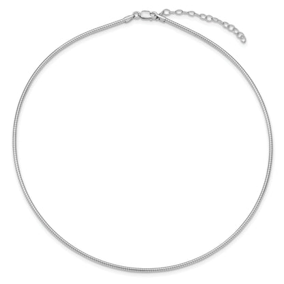 Sterling Silver Rhodium-Plated 2mm Round W/2In Ext Cubetto