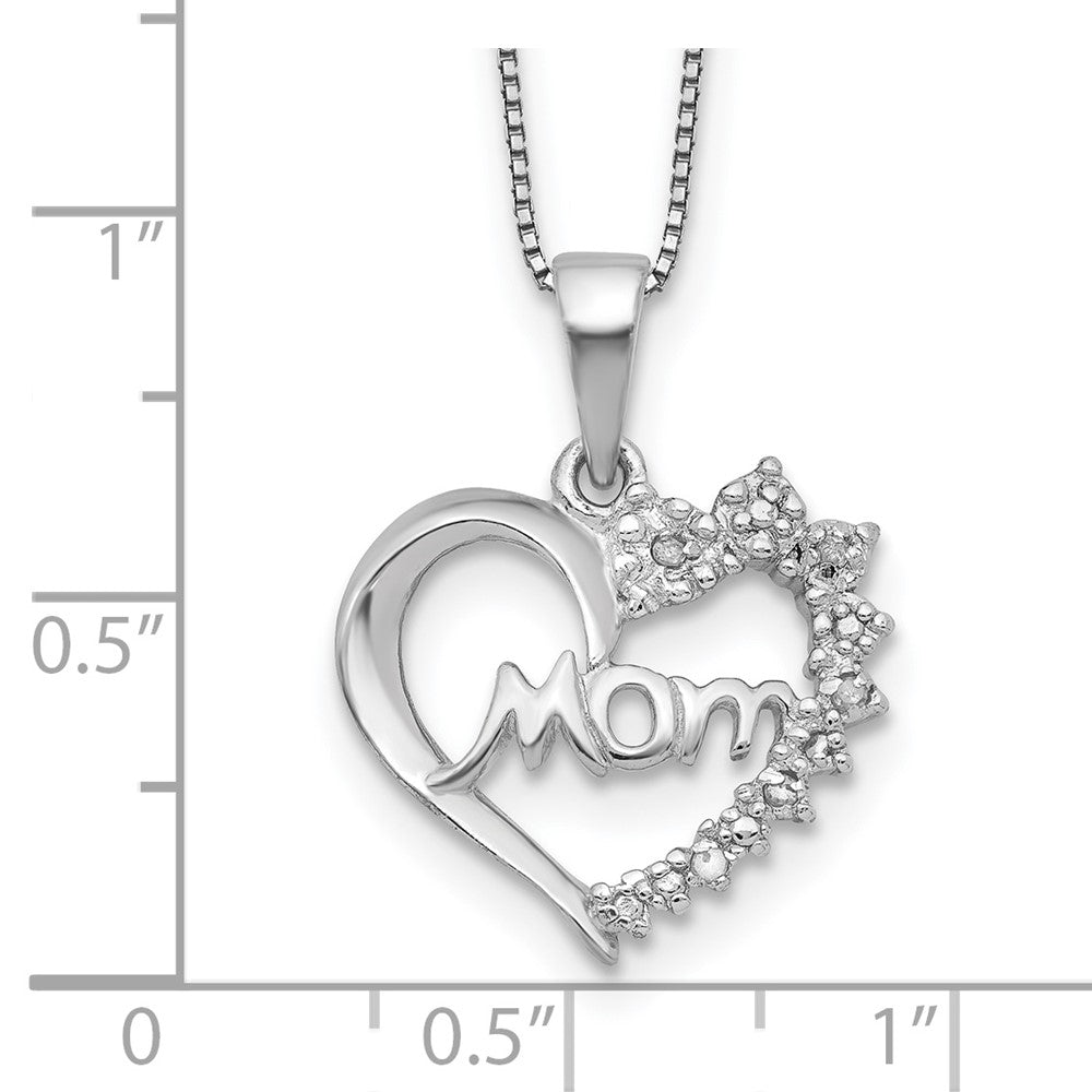 Sterling Silver Rhodium-Plated Diamond Mom Necklace