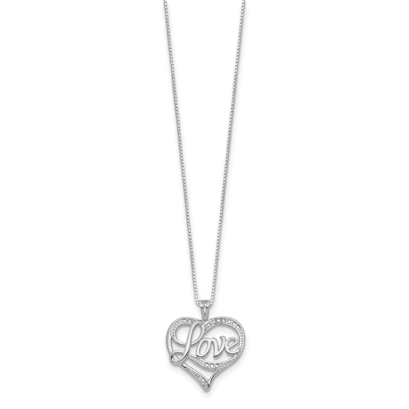 Sterling Silver Rhodium-Plated Diam. Love Necklace