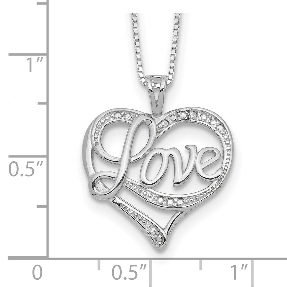 Sterling Silver Rhodium-Plated Diam. Love Necklace