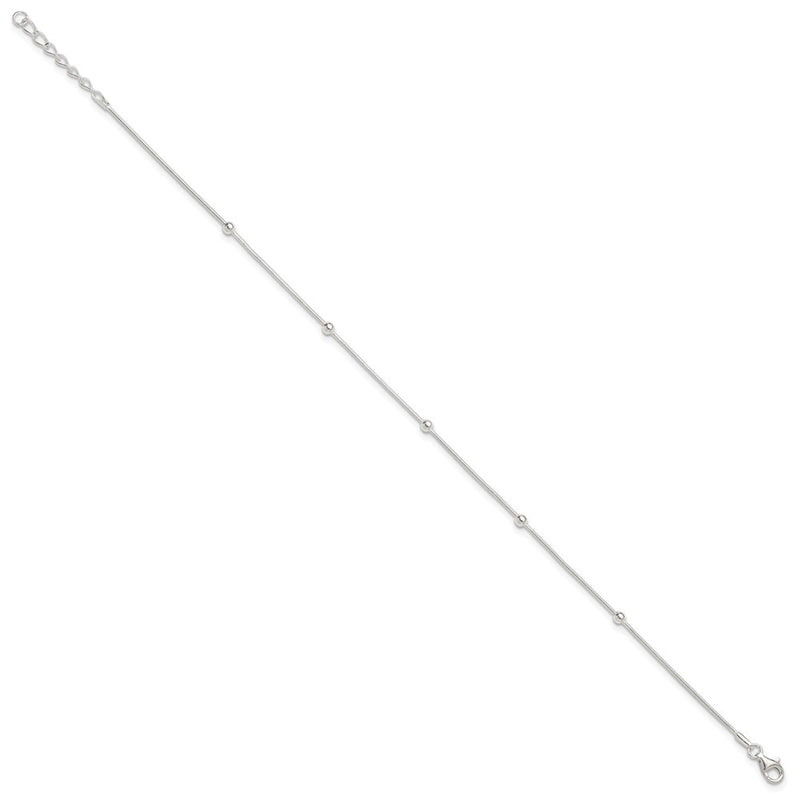 Sterling Silver 9In Plus1.5 In Ext Polished Anklet